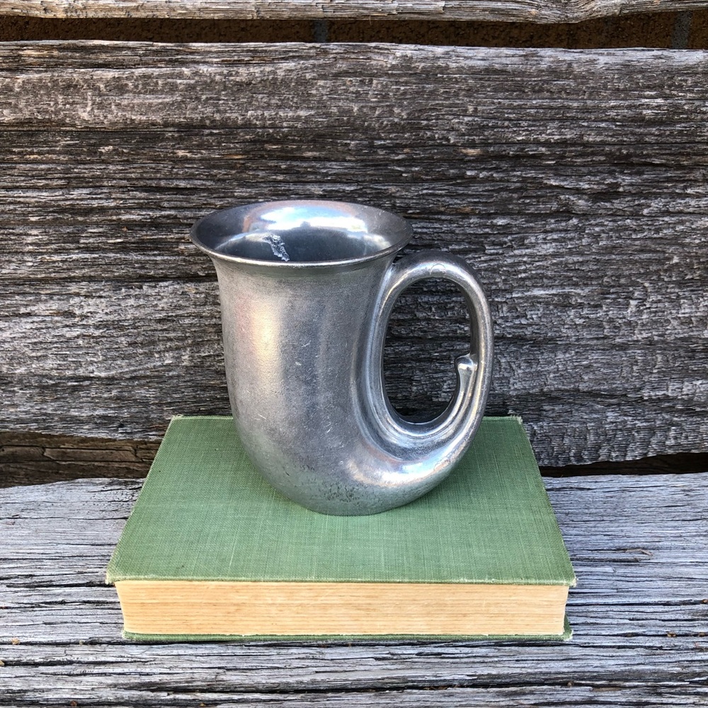 Pewter French Horn shaped tankard Beer stein Mug WM. Rogers Italy vintage Vtg